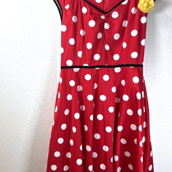 Disney Dresses & Skirts - Minnie Mouse Retro Red Polka Dot Dress Woman's Medium Disney Parks Dress Shop